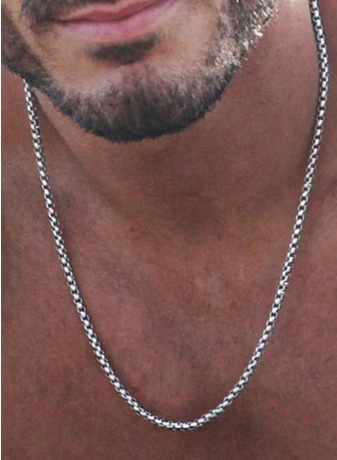 Gecomo Stainless Steel Chain Necklace For Mens/Boys | Non-Tarnish Silver Tone Rope Chain for Everyday Fashion | Eid Gifts, Jewelry Gift (2.5mm, 65cm) - Image 1