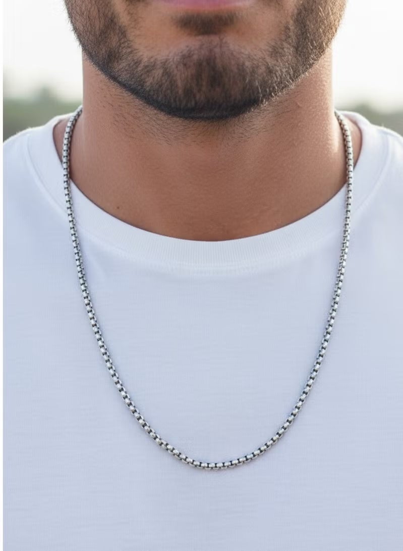 Gecomo Stainless Steel Chain Necklace For Mens/Boys | Non-Tarnish Silver Tone Rope Chain for Everyday Fashion | Eid Gifts, Jewelry Gift (2.5mm, 65cm) - Image 2