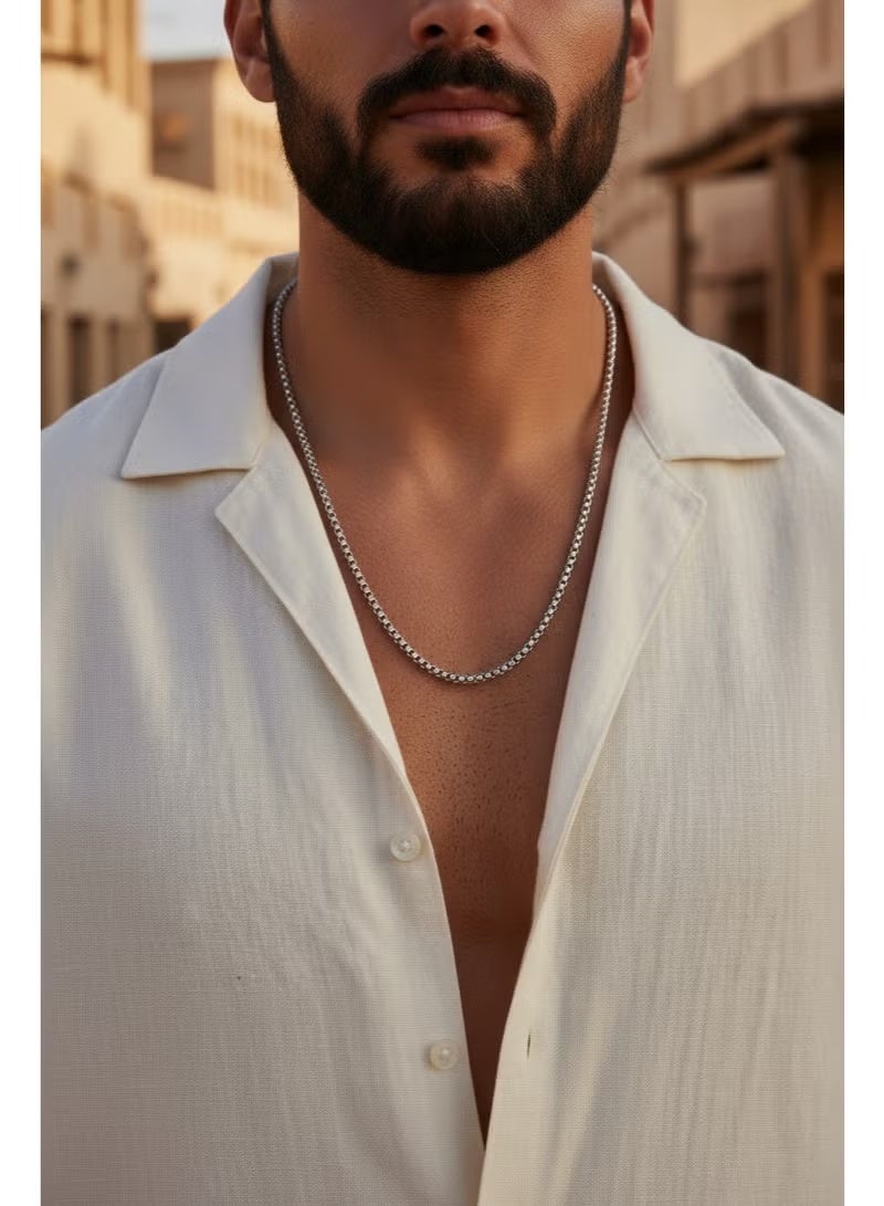 Gecomo Stainless Steel Chain Necklace For Mens/Boys | Non-Tarnish Silver Tone Rope Chain for Everyday Fashion | Eid Gifts, Jewelry Gift (2.5mm, 65cm) - Image 4
