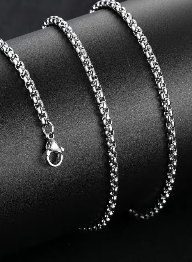 Gecomo Stainless Steel Chain Necklace For Mens/Boys | Non-Tarnish Silver Tone Rope Chain for Everyday Fashion | Eid Gifts, Jewelry Gift (2.5mm, 65cm) - Image 3
