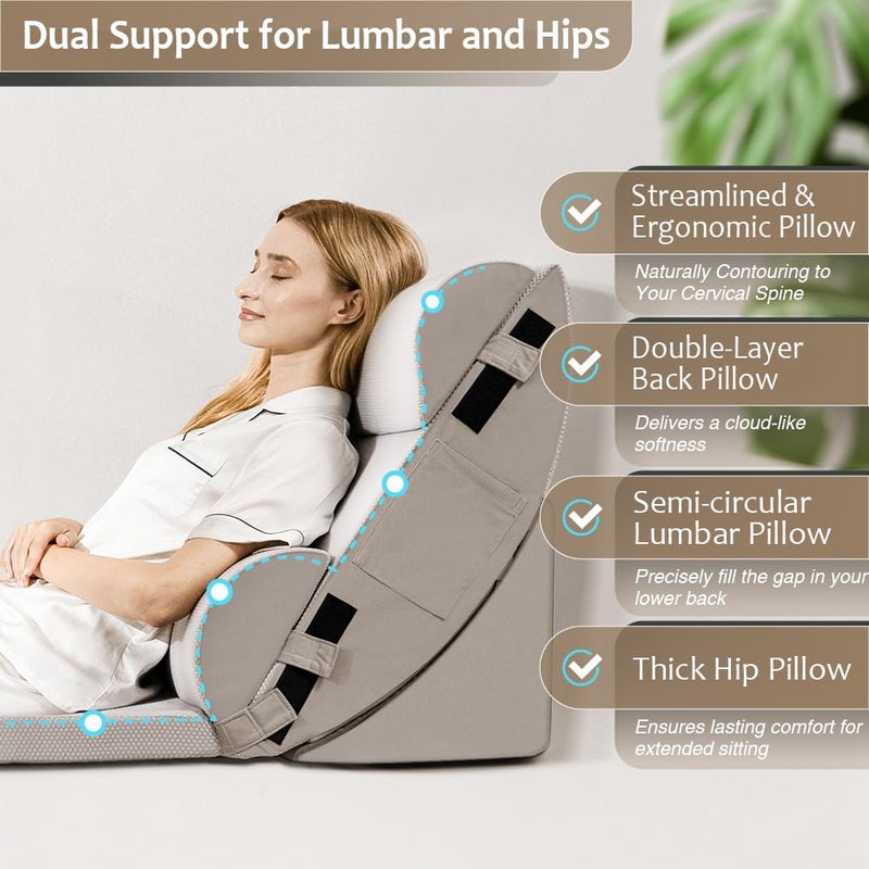 FifthQuarter 9PCS Orthopedic Bed Wedge Pillow Set for After Surgery Recovery, Body Positioners for Back and Leg Pain Relief, Adjustable Memory Foam Comfort for Sitting up in Bed, Ideal for Adult Acid Reflux & GERD - Image 3
