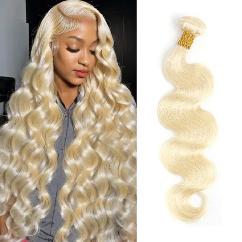 12A HC 613 Blonde Body Wave Bundles Human Hair Bundles Brazilian 100 Human Hair Bundles Blonde Body Weave Hair Extensions for Women 26inch Single Bundles