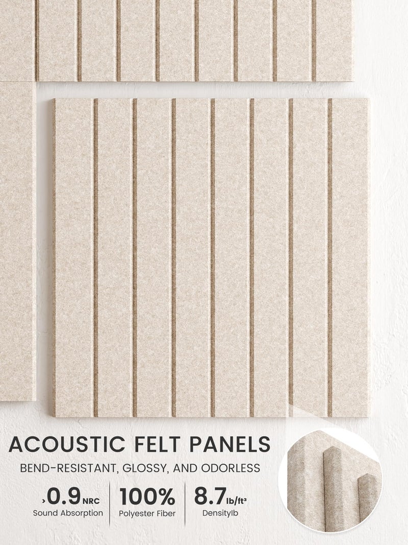 Bumusty Large Cork Board Alternative-36 x 24" Felt Bulletin Board Tiles, with 30 Pushpins, 40 Adhesive Tabs, 6-Pack Slat Wall Paneling, Cork Boards for Office Push Pin Board Felt Board-Oatmeal - Image 3