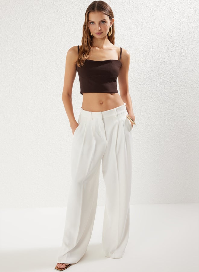 trendyol Dark brown Strapless Crop Woven Bustier - Image 2