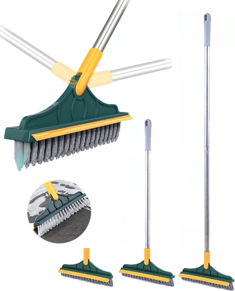 thriftkart 2 in 1 Tiles Cleaning Brush for Bathroom Long Handle Cleaning Brush with Wiper Floor Scrub Floor Cleaning Brush with 120 Rotate Bathroom Cleaning Accessories Multicolor - Image 4