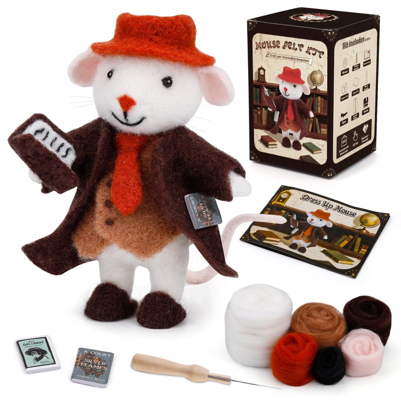 Mayboos Needle Felting Kit, Mouse Animal Needle Felting Beginner Kits with Basic Felt Tools Instruction Wool Felting Kits for Beginners Christmas DIY Craft Animal Home Decoration - Image 1
