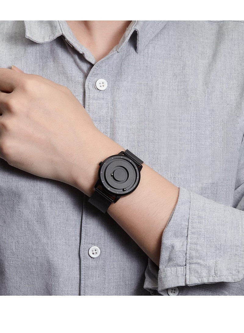 Excefore Mens Watch, Magnetic Bead Analog Watch, Magnetic Bead Analog Watch, Super Strong Magnetic Drive Men's Watch, Minimalist Dress Simplicity Quartz Watches with Mesh Stainless Steel Strap - Image 4