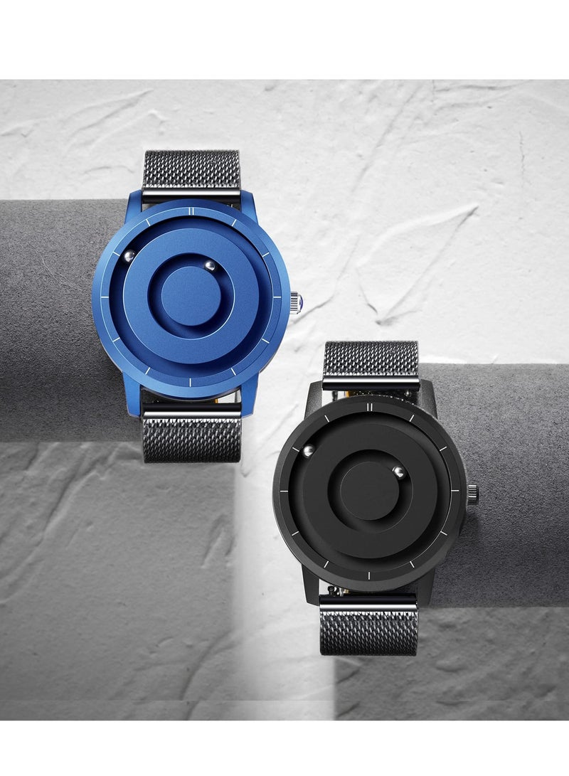 Excefore Mens Watch, Magnetic Bead Analog Watch, Magnetic Bead Analog Watch, Super Strong Magnetic Drive Men's Watch, Minimalist Dress Simplicity Quartz Watches with Mesh Stainless Steel Strap - Image 5