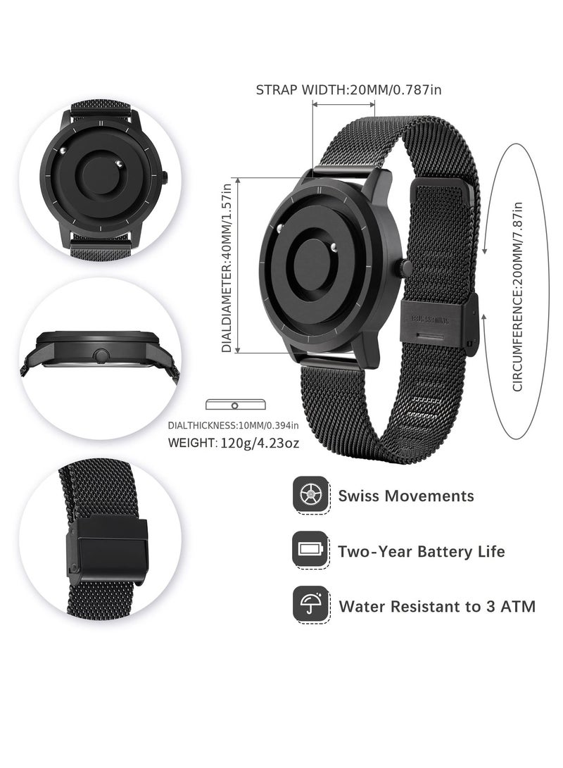 Excefore Mens Watch, Magnetic Bead Analog Watch, Magnetic Bead Analog Watch, Super Strong Magnetic Drive Men's Watch, Minimalist Dress Simplicity Quartz Watches with Mesh Stainless Steel Strap - Image 2