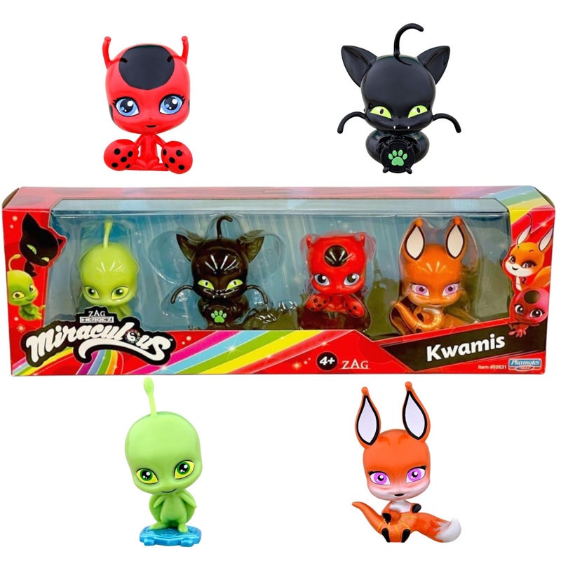 BANDAI Miraculous Ladybug and Cat Noir Quality Kwami Surprise - 4 Magical Figurines | Glittering Jewels for Beauty and Display - Image 1