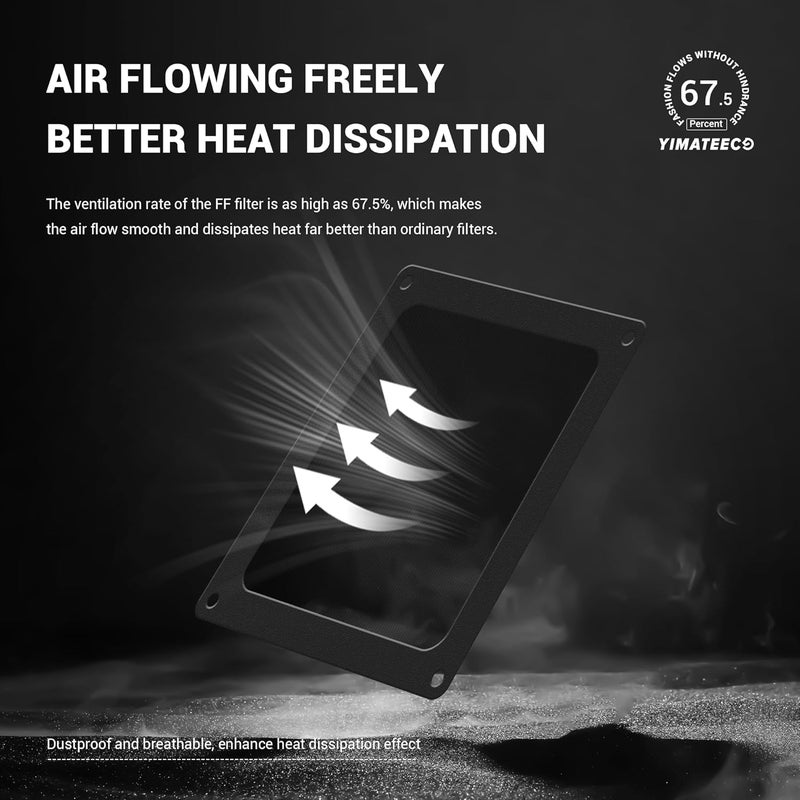 YIMATEECO Dust Filter 90mm for Computer Cooler Fan/PSU/Routers, 5 Pack Magnetic PC Fan Dust Cover Nylon 80 Mesh Dustproof PC Cooler Filter Fan Grills (Nylon, 90 * 90mm, 5pcs, Black) - Image 4