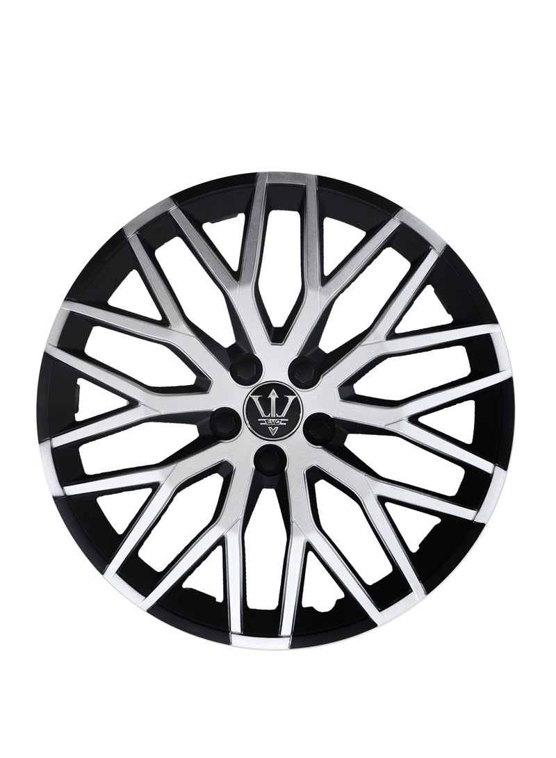 Universal Design Wheel Cover Cap for All 15inch Car Rim Size - Black and Silver Set of 4 Pcs, Made in Taiwan - WCTWF415BS