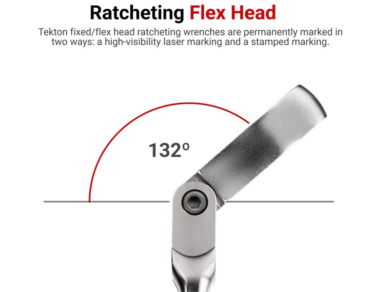 TEKTON 22 mm Long Fixed/Flex Head 12-Point Ratcheting Box End Wrench | WRB35422 - Image 4