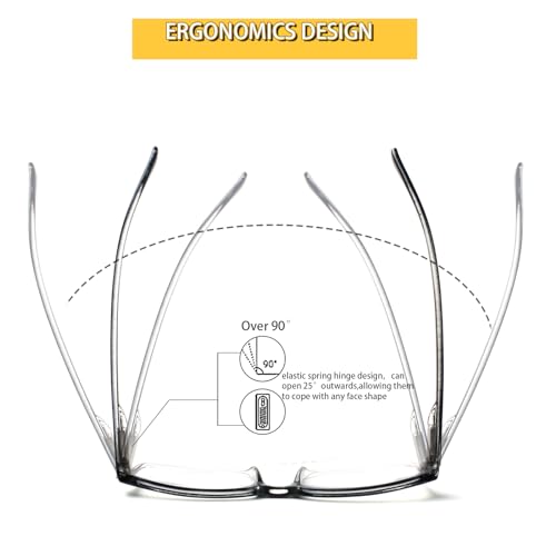Kerecsen 4 Pack Reading Glasses for Men and Women with Spring Hinges, Lightweight Black Rectangular Readers Eyeglasses (2 Black 2 Tortoise, 2.50) - Image 3