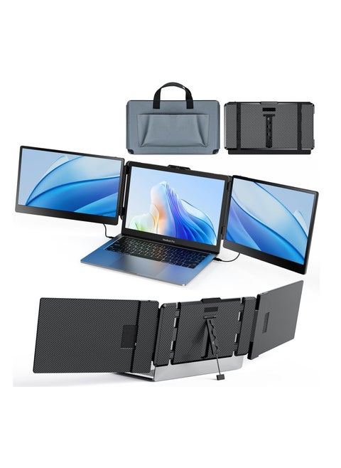 Laptop Screen Extender S2, Triple Laptop Monitor Extender Ultra Slim 14" 1080P FHD IPS Plug and Play Portable Monitor for Laptop with Stand Compatible with 13-17.3" Mac Windows Linux Switch