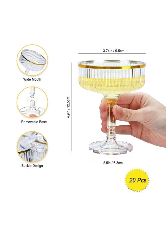 Drink Glasses with Gold Rim, 20 Pack, 207ml, Stackable, Reusable, Wide Mouth, for Wedding, Party, Drink, or Desserts (Clear) - Image 2