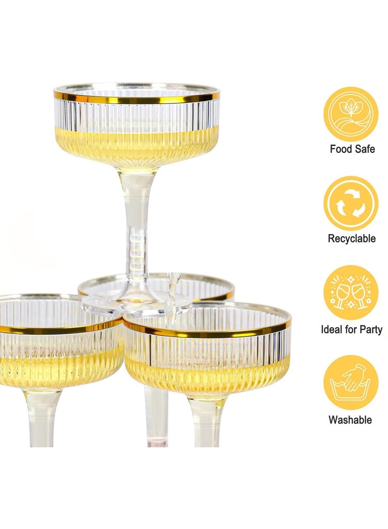 Drink Glasses with Gold Rim, 20 Pack, 207ml, Stackable, Reusable, Wide Mouth, for Wedding, Party, Drink, or Desserts (Clear) - Image 3