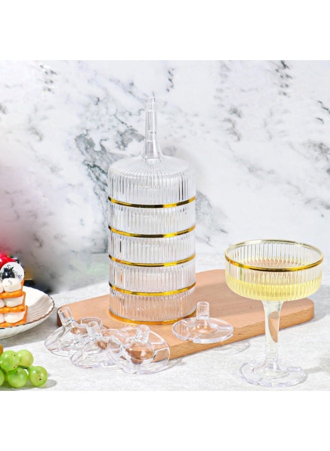 Drink Glasses with Gold Rim, 20 Pack, 207ml, Stackable, Reusable, Wide Mouth, for Wedding, Party, Drink, or Desserts (Clear) - Image 4