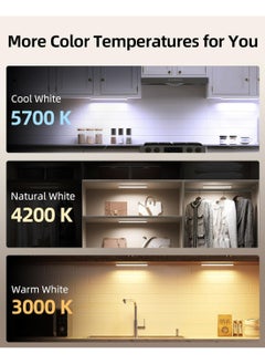 EZVALO EZVALO LED Under Cabinet Motion Sensor Light with Charging Station (6 Pack) - 2000 mAh Cabinet Lighting with 3 Colour Temperatures, Dimmable Wireless Cabinet Light with Motion Sensor for Kitchen, Wardrobe  - Image 2