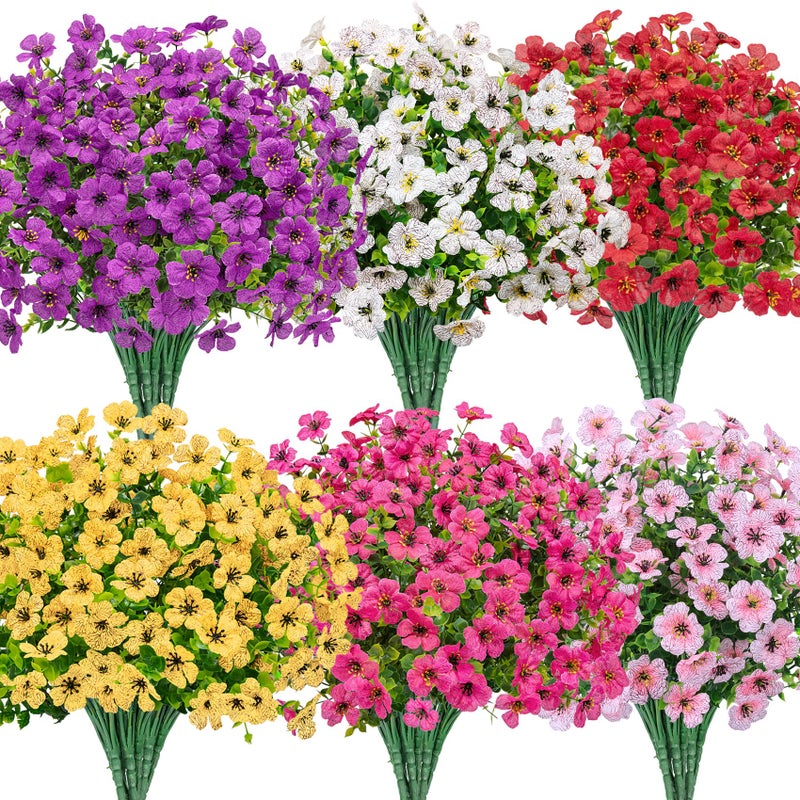 Bassion Artificial Flowers for Outdoors 24 Bundles UV Resistant Fake Flowers Realistic Silk Faux Plants for Outdoor Planter Window Box Porch Patio Garden Home Outside Decorations - Image 2
