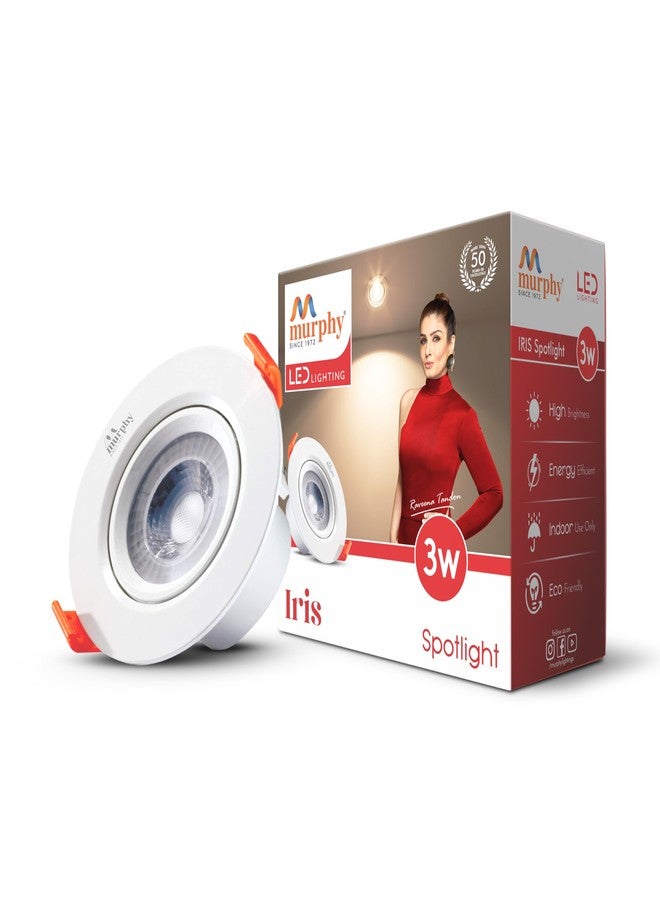 مورفي مصباح مورفي LED قابل للتعديل بقوة 3 واط | أبيض دافئ، عبوة من قطعة واحدة، مصباح سقف موجه، مناسب لصناديق التوصيل العميقة، مثالي لإضاءة الزينة والعرض (ضمان لمدة عامين) - Image 1