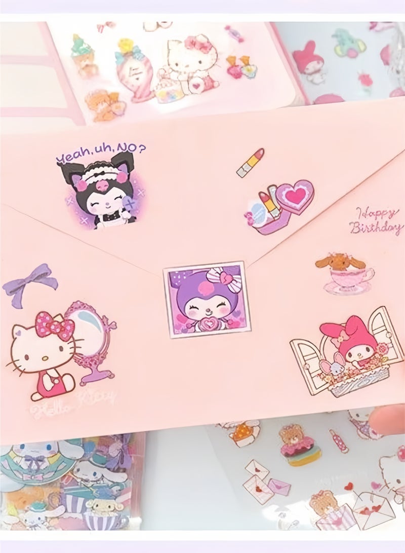 Sanrio Anime Stickers - 100 Sheets Sanrio Stickers Kit, Vinyl Cartoon Aesthetic Decorative Sticker Set, Ideal for Scrapbooking, Journaling, Laptops and Room Decoration - Image 3