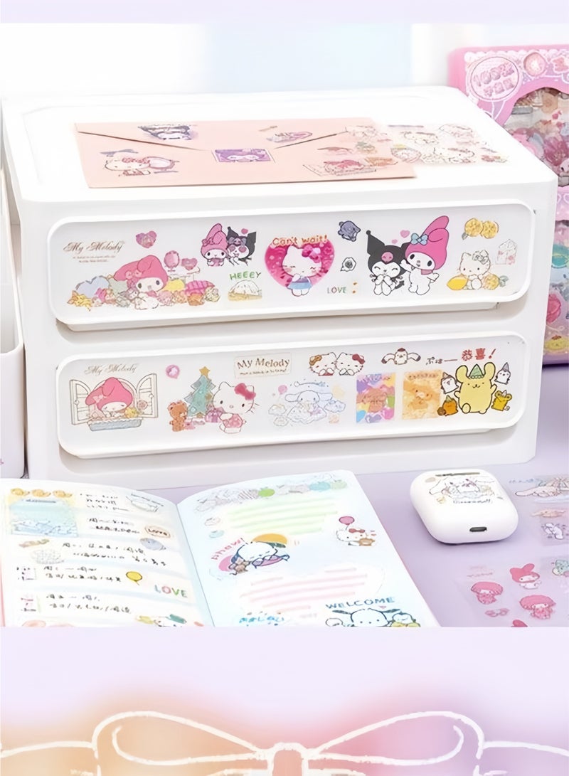 Sanrio Anime Stickers - 100 Sheets Sanrio Stickers Kit, Vinyl Cartoon Aesthetic Decorative Sticker Set, Ideal for Scrapbooking, Journaling, Laptops and Room Decoration - Image 4