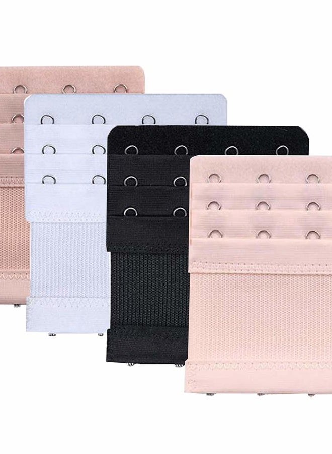 KTOBTEL Women Bra Extender 4 Hooks 3 Rows Elastic Bra Band Hook Strap Extensions 4 Pack, Multicoloured, M - Image 1