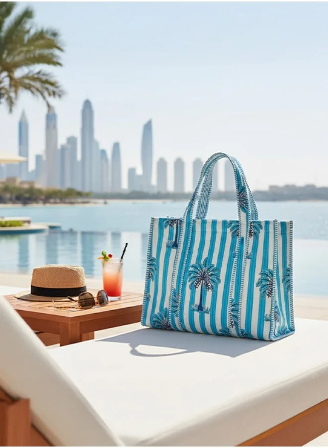 BU Towels BU Palm Bag, Hand-printed palm design, Designed for travel, pool days, and everyday use