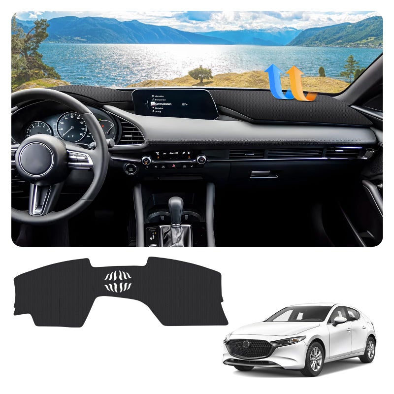 FIILINES Dash Cover for 20192026 Mazda 3 Dashboard Mat Accessories Dash Cover Sunshade Nonslip Mesh Protector No Glare Black