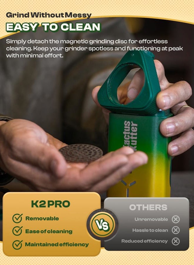 KactusKutter K2 Pro Electric Kitchen Grinder Automatic 3g Portable Spice Mill, Battery Powered Rechargeable Grinder For Kitchen Grinding up to 3 Grams - Gradient Green - Image 5