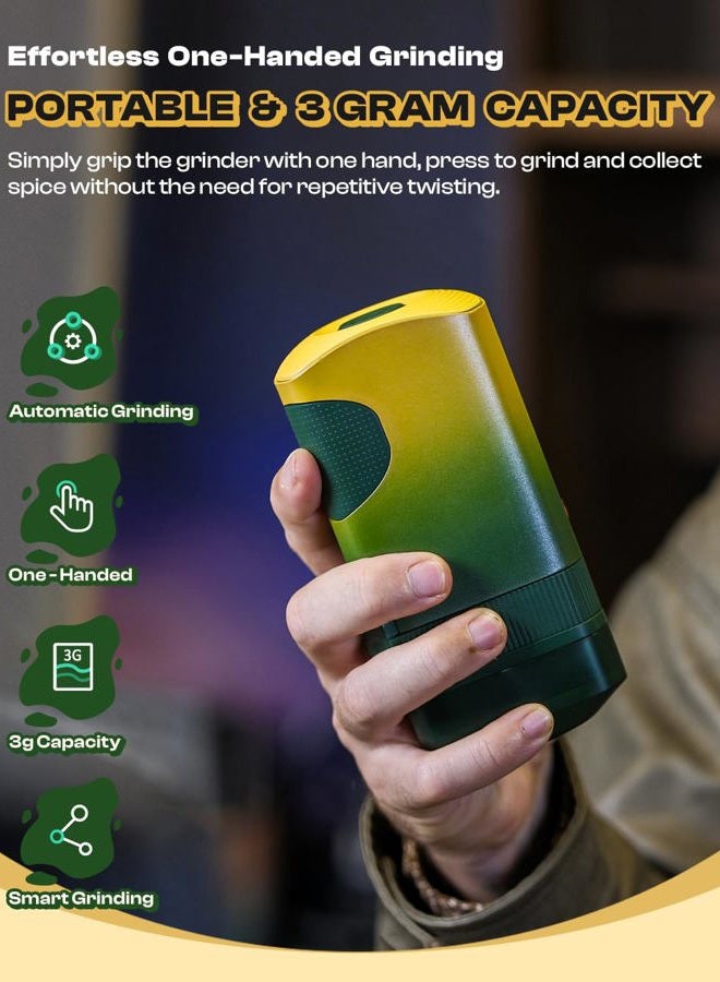 KactusKutter K2 Pro Electric Kitchen Grinder Automatic 3g Portable Spice Mill, Battery Powered Rechargeable Grinder For Kitchen Grinding up to 3 Grams - Gradient Green - Image 2