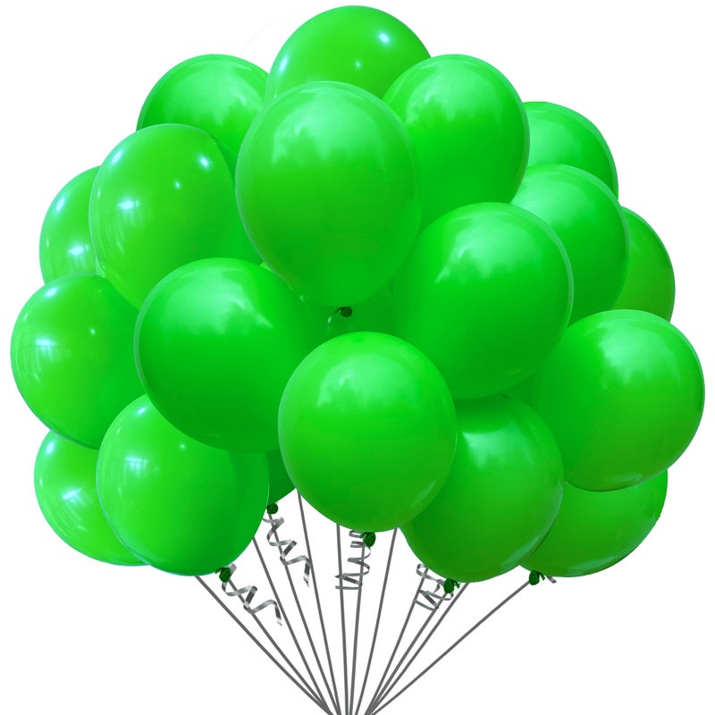 Jonhamwelbor Green Balloons 100 Pack 12 inches Latex Helium Balloons Birthday Party Decorations With Green Ribbon - Image 3