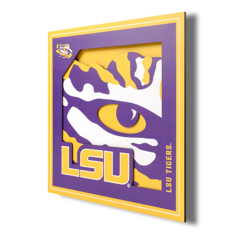 YouTheFan NCAA LSU Tigers 3D Logo Series Wall Art  12x12