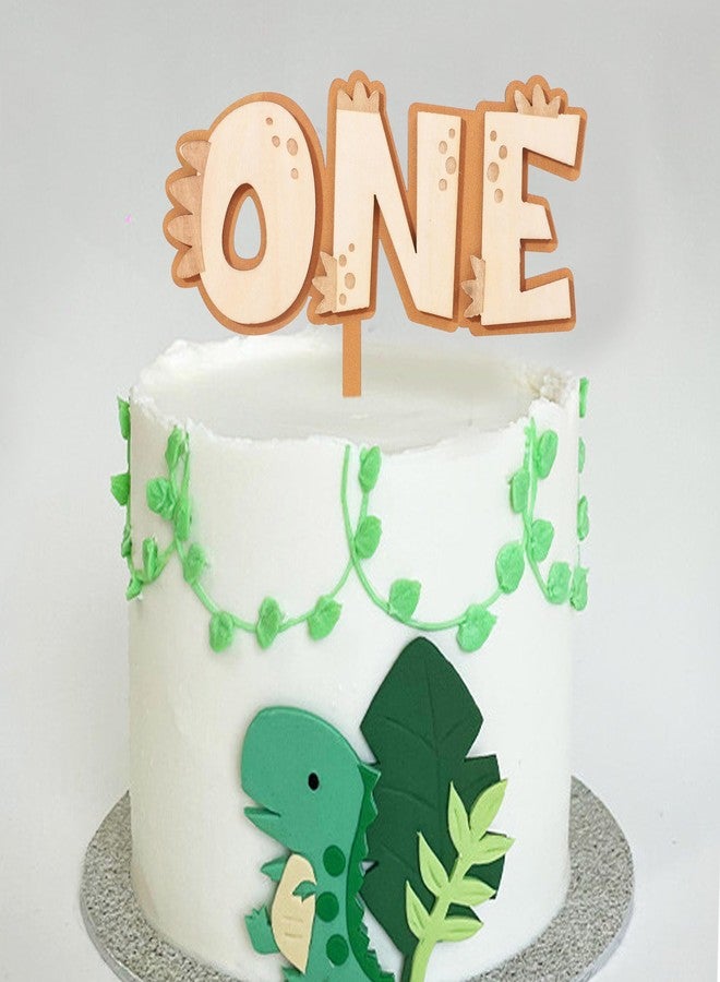 Agkvw Dinosaur Wood One Cake Topper - Dinosaur 1st Birthday Cake Topper, Rex 1st Birthday Cake Decorations, Jungle Safari One Cake Toppers, Dino First Bday Decor - Image 5