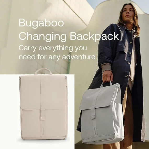 بوجابو Bugaboo Changing Backpack, Sustainable & Made from Recycled Materials, Water-Repellent, Easy to Clean, Includes Changing Mat and Insulated Bottle Holder, Desert Taupe