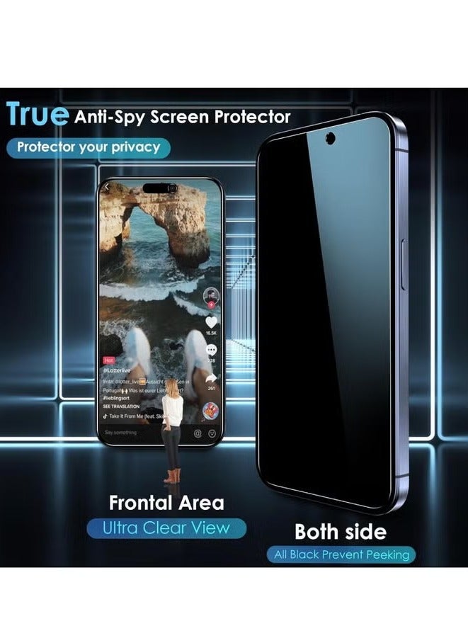 TIGER iPhone Tempered Glass 3 Pack Privacy Screen Protector Set For iPhone 15 Plus 6.7 Inch Anti-Spy Tempered-Glass, Scratch Resistant iPhone Glass Full-Coverage Glass (Privacy, iPhone 15 Plus) - Image 3