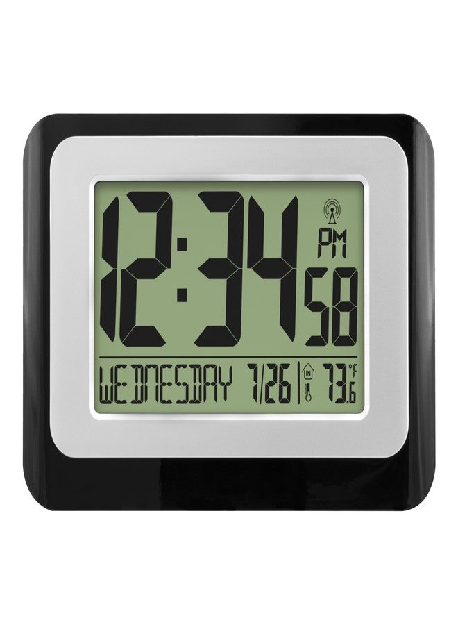 La Crosse Technology W88631 Digital Atomic Black Wall Clock with Temperature - Image 1