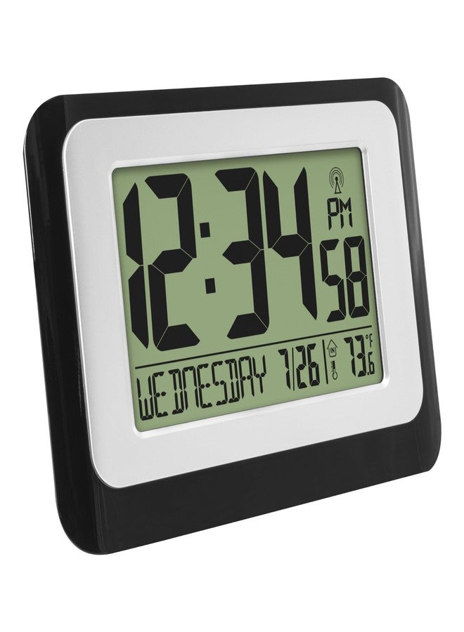 La Crosse Technology W88631 Digital Atomic Black Wall Clock with Temperature - Image 4