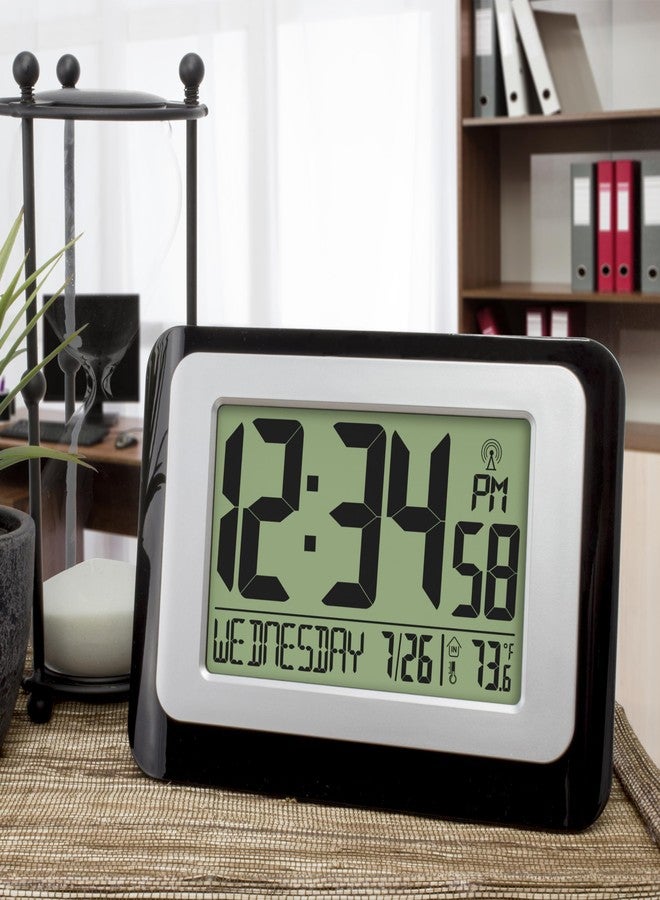 La Crosse Technology W88631 Digital Atomic Black Wall Clock with Temperature - Image 5
