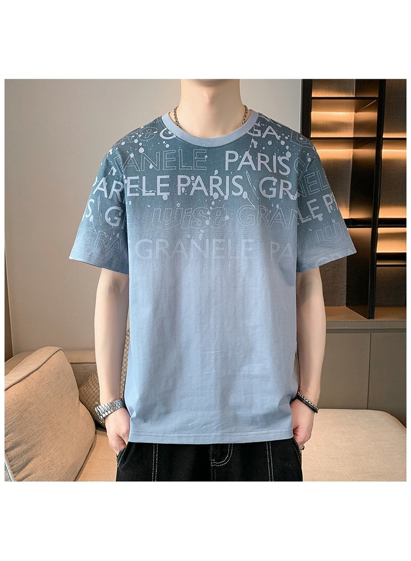 Large Size Fashionable Men's Printed Casual Round Neck T-shirt  - Image 1