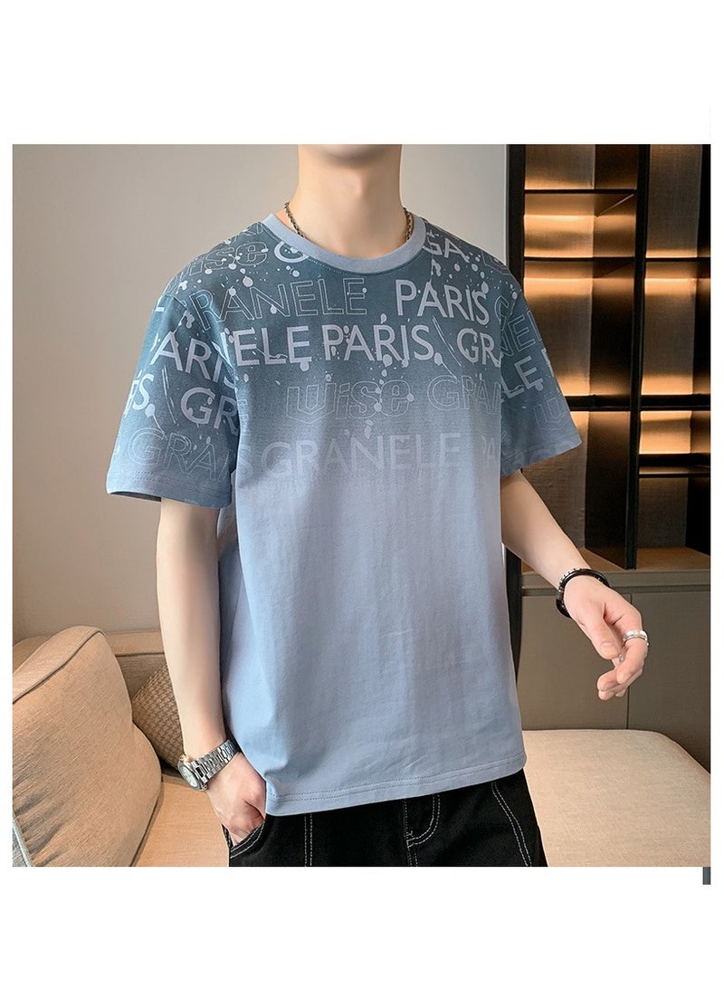 Large Size Fashionable Men's Printed Casual Round Neck T-shirt  - Image 2