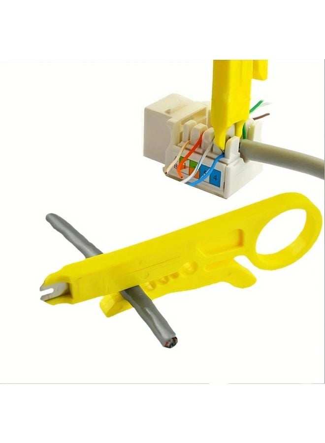 10 قطعة أداة تجريد وتوصيل الأسلاك الصفراء لكبلات شبكة الهاتف - Image 2