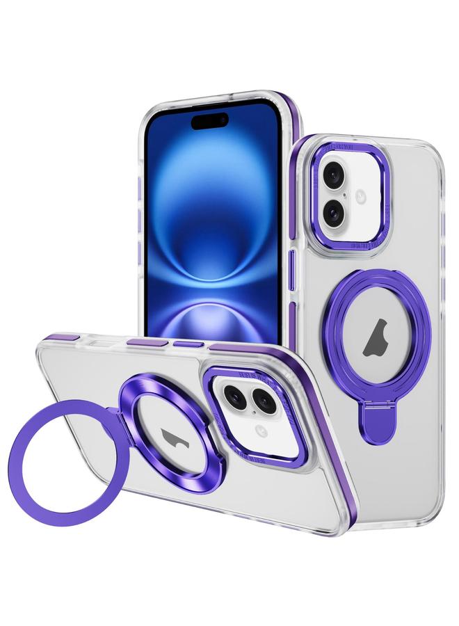 S-TOP Case For iPhone 16 Plus Two Color TPU Hybrid Acrylic MagSafe Magnetic Holder Phone Case - Image 1