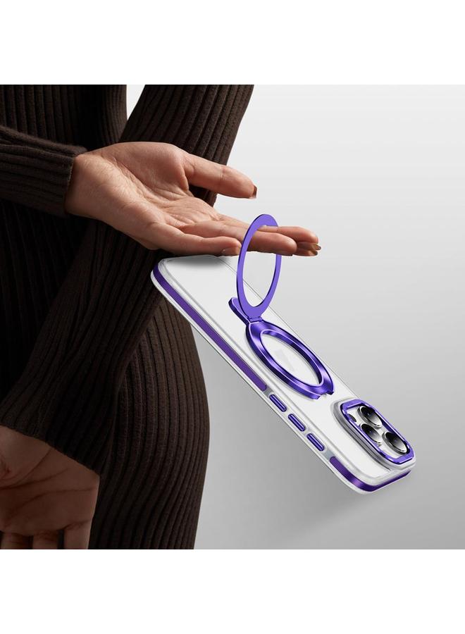 S-TOP Case For iPhone 16 Plus Two Color TPU Hybrid Acrylic MagSafe Magnetic Holder Phone Case - Image 5