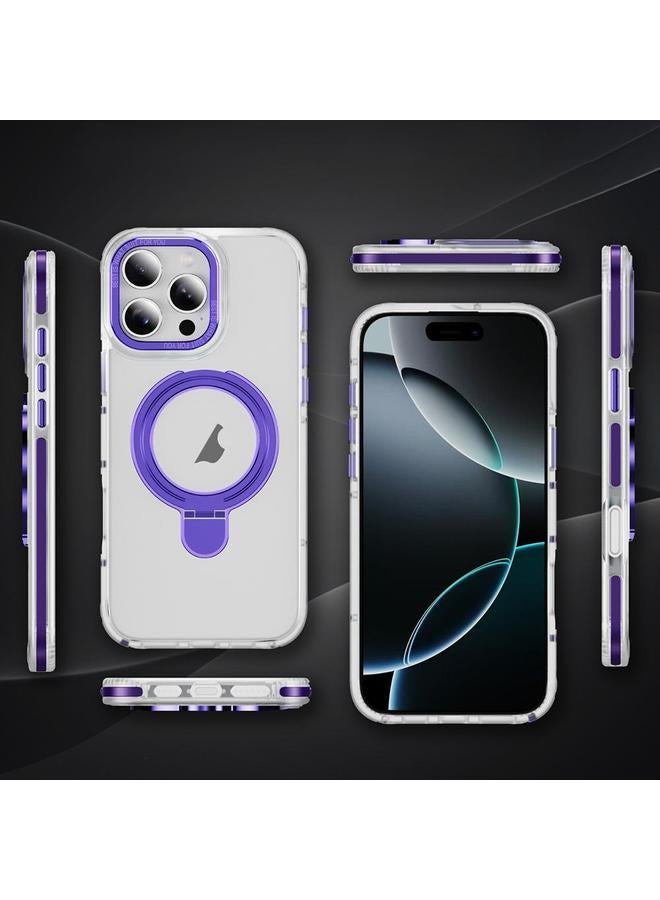 S-TOP Case For iPhone 16 Plus Two Color TPU Hybrid Acrylic MagSafe Magnetic Holder Phone Case - Image 2