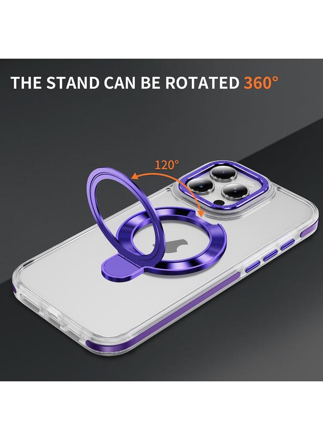 S-TOP Case For iPhone 16 Plus Two Color TPU Hybrid Acrylic MagSafe Magnetic Holder Phone Case - Image 4
