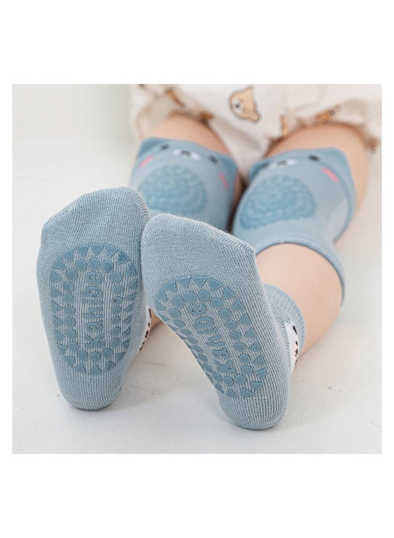 Non-Slip Baby Crawling Socks & Knee Pads Set - 4 Pairs Each for Boys & Girls, Ideal for 1-3 Years Old