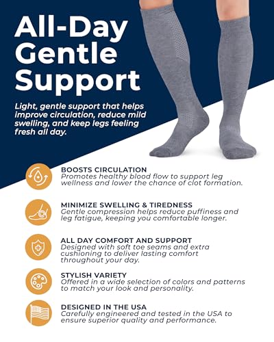 Pembrook Compression Socks for Men - 3 Pack | Compression Socks for Flying, Athletics, Work | Graduated Mens Size 10-13 | Black, White, Gray - Image 2