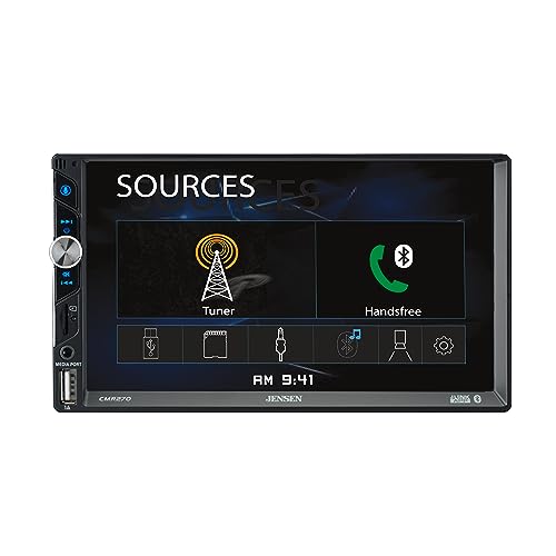 Jensen CMR270 7-inch LED Digital Media Touch Screen Double DIN Car Stereo Radio | Push to Talk Assistant | Backup Camera Input | Bluetooth | USB Fast Charging | microSD | No CD/DVD - Image 1